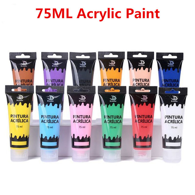 12 Colors Professional Acrylic Paints 75ml Tubes Drawing Painting Pigment  Hand-painted Wall Paint For Artist Diy - Acrylic Paints - AliExpress